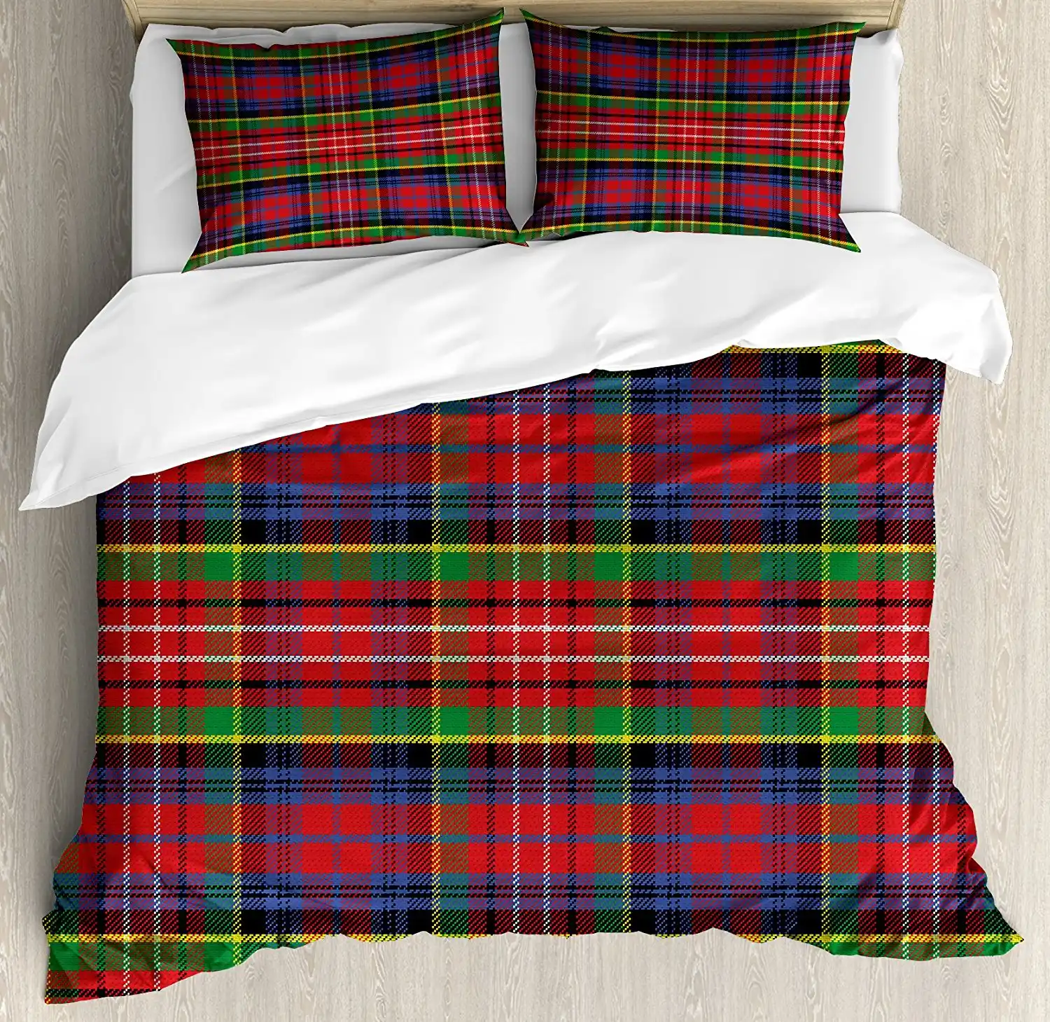 Plaid Duvet Cover Set Caledonia Scottish Traditional Pattern