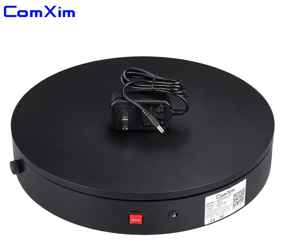 

ComXim 32cm White Black Knob to Control Speed Two-way Switch Photography Panoramic Shooting Jewelry Display Turntable Stand