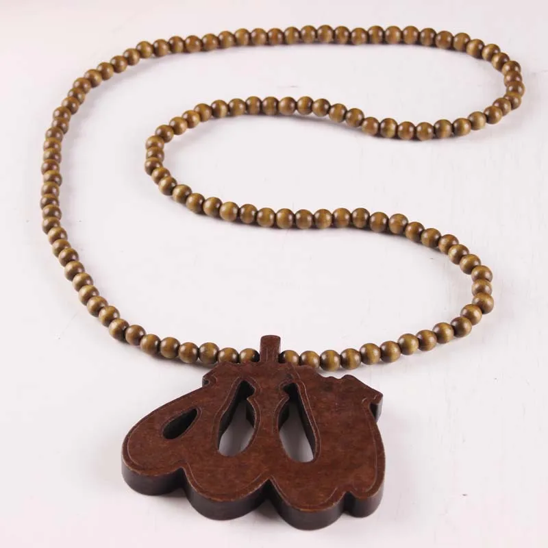 Мусульманский, ислам деревянная подвеска для ожерелья 8 мм нитка с бусинами хип хоп ожерелье Модные ювелирные изделия аксессуары