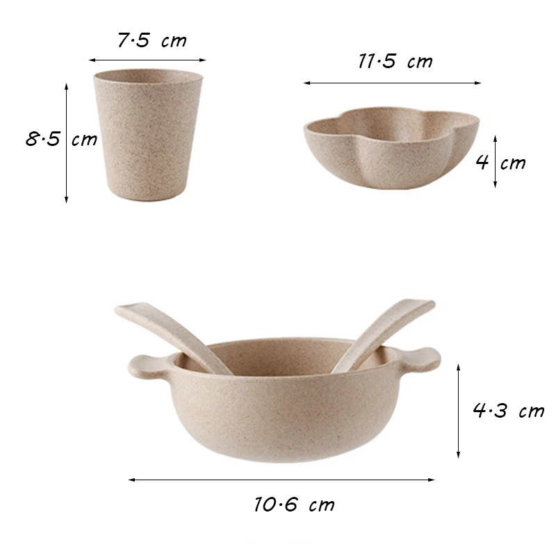 Children Feeding Dishes Set Infant Wheat Straw Tableware Baby Dinnerware With Fork Spoon Cup Kid Bowls Food Container T0524 Children Feeding Dishes Set Infant Wheat Straw Tableware Baby Dinnerware With Fork Spoon Cup Kid Bowls Food Container T0524