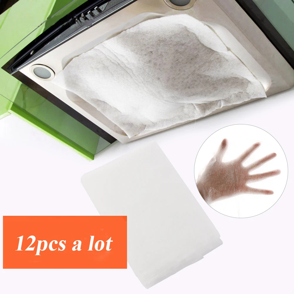 

Fashion 12PCS Universal Use Kitchen Absorbing Paper Anti-oil Stickers Hood Extractor Fan Filter Non-woven Cotton Cooker Kitchen
