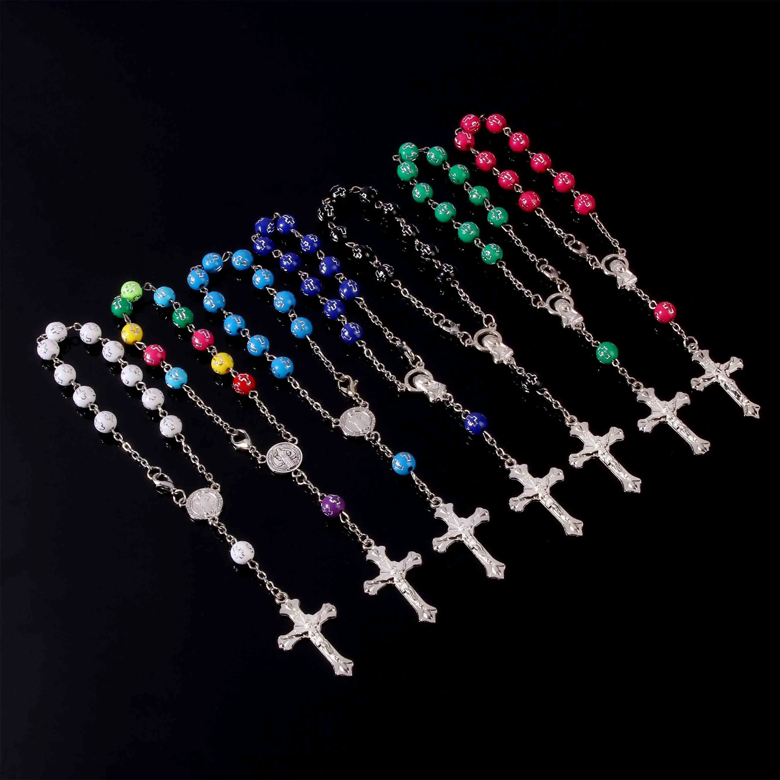 12 religious silver hands cross rosary children communion baby baptism favorable Catholic mini rosary.8mm