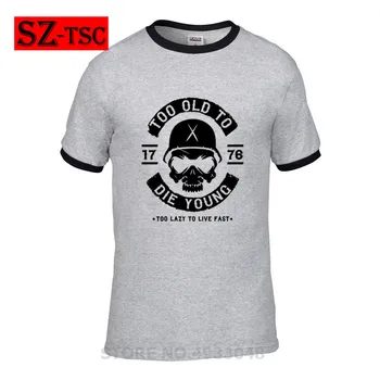 

BIKER T Shirt Men TOO OLD TO DIE YOUNG Tshirt Mens Summer Print Hip Hop T-Shirt Black Tops Tee Plus Size XXXL