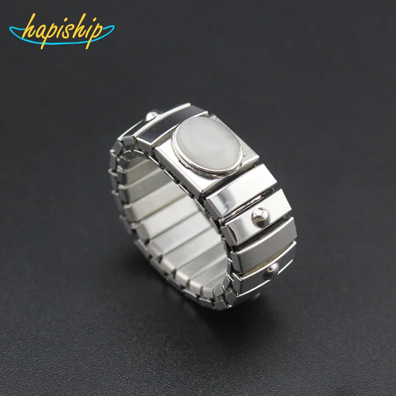 

Hapiship Women Jewelry 9mm Width Stainless Steel White Opals Silver Elastic Ring Size 7.5 For Best Friend Wife Birthday Gift RS6