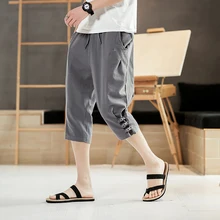 Китайский стиль ретро мужские шорты s дышащие мужские свободные шорты Уличная с эластичной резинкой на талии простые повседневные шорты мужские большие размеры