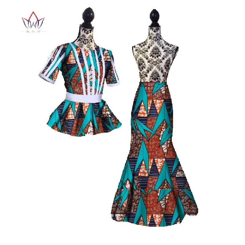 Новинка, африканские костюмы с юбкой, укороченный топ и юбка русалки, Женская традиционная африканская одежда, Дашики, комплекты с африканскими принтами, WY440 - Цвет: 21
