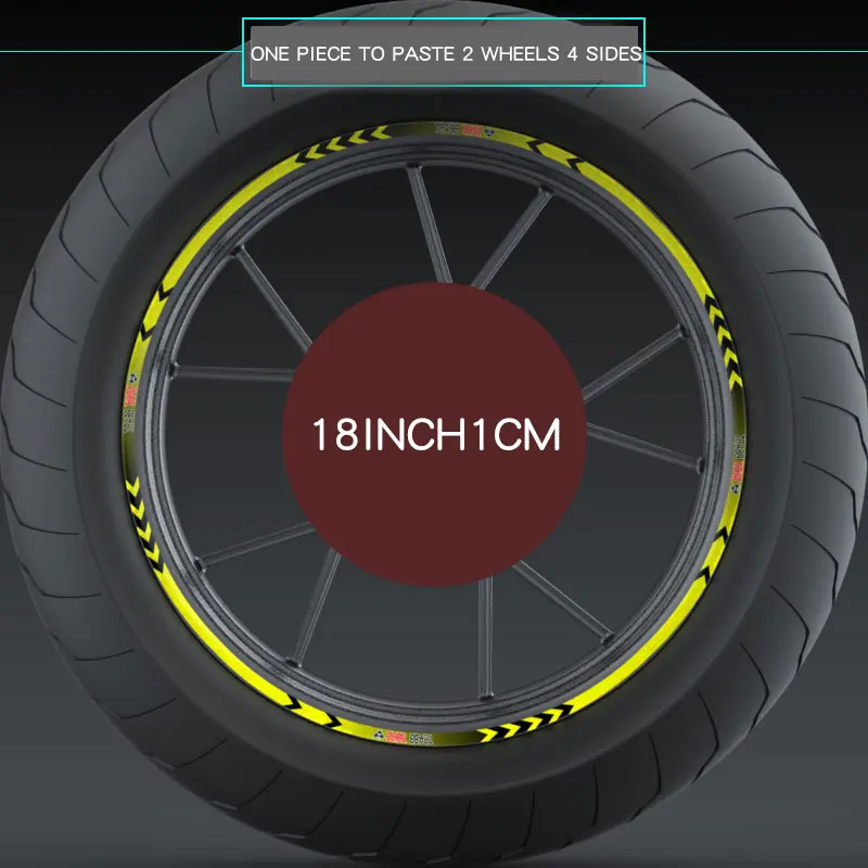 Спортивные часы на мотоцикле шины паста светоотражающие наклейки мотоцикл светоотражающий, для мотокросса колеса 10 дюймов 18 дюймов наклейки на колеса - Цвет: yellow 18 inch   L3