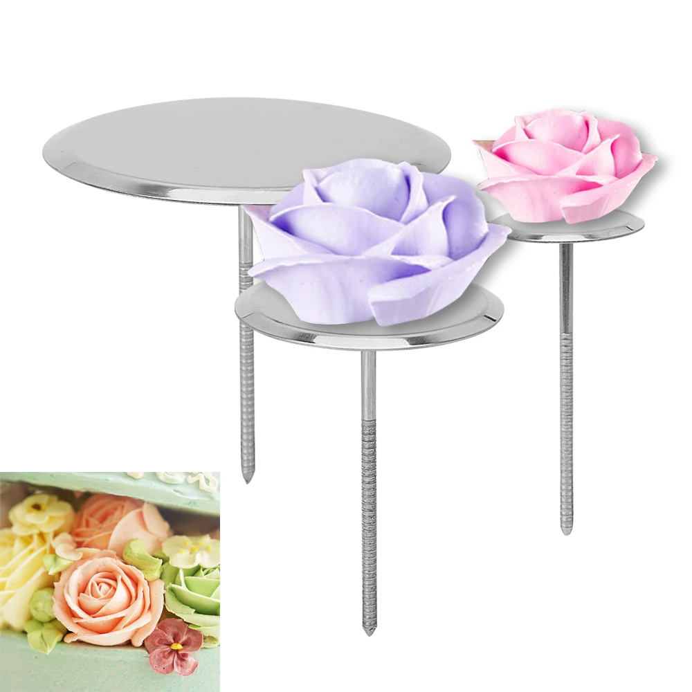 

3pcs/Baking Piping Stands Tools DIY Needle Stick Ice Cream Cake Decorating Tools Cake Flower Nails Stainless Steel Piping Nail