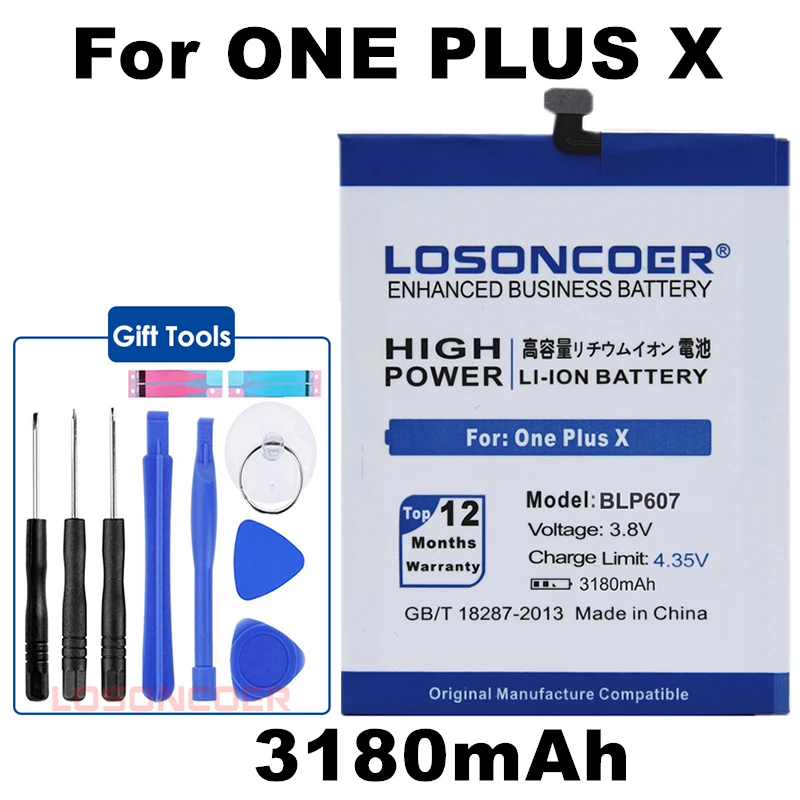 

LOSONCOER 3180mAh BLP607 For Oneplus X One Plus X Smart Mobile Phone Battery +Quick Arrive