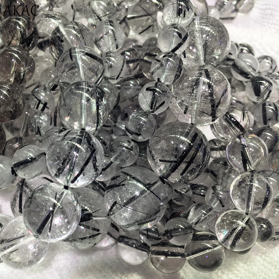 

Natural black rutilated quartz bracelet black rutile quartz for jewelry diy making