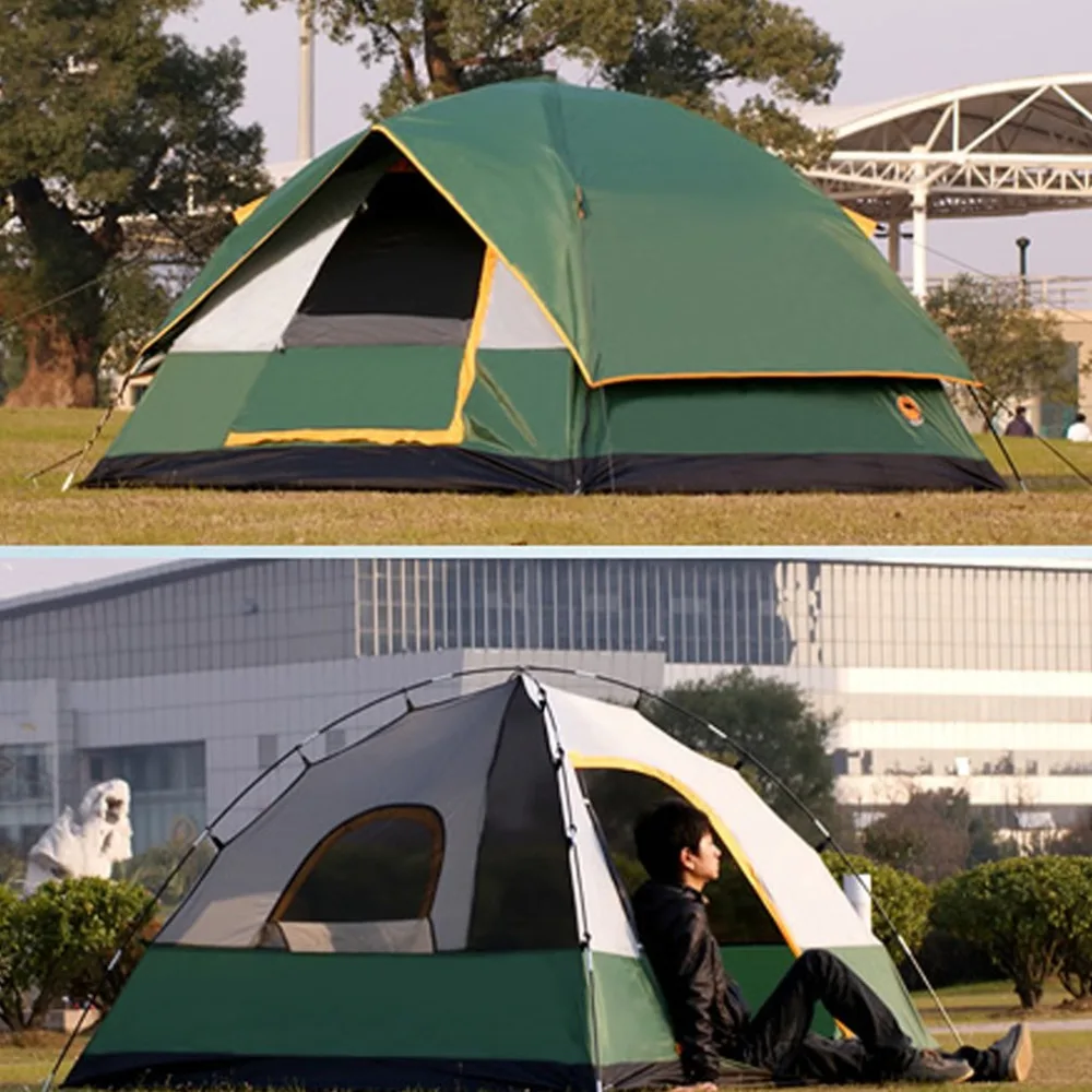 

DESERTCAMEL CS056 Double Layers Hiking Tent Thickened Silver Plating Oxford Cloth Tent Outdoor Camping Tent For 3-4 Persons