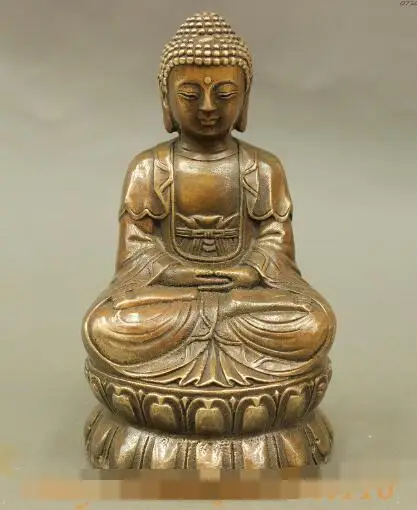 

S4136 Dunhuang Chinese Bronze Buddhism Shakyamuni Lotus Seat Sakyamuni Buddha Statue