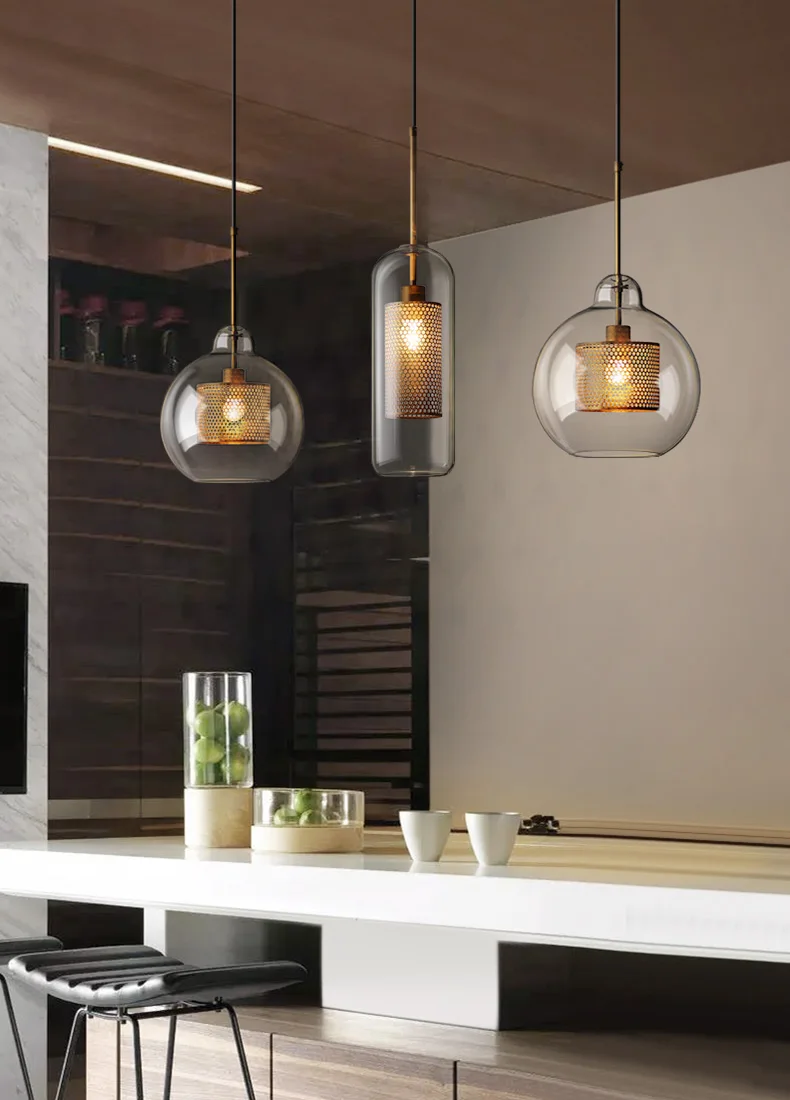  Nordic Loft Designer Industrial Pendant Light Retro Creative Concise Glass Kitchen Hanging Light Le - 32960593236