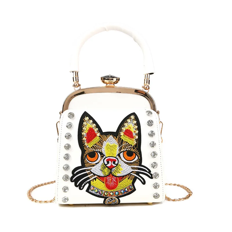 2018 Новая мода плеча Crossbody цепи Для женщин мешок вышитые блокировки застежка