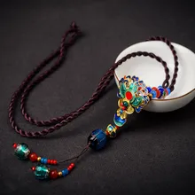 Sennier этнические ожерелья клуазонне винтажный ручной свитер с веревкой цветные глянцевые цепи женские подвески ожерелье ювелирные изделия для подарка