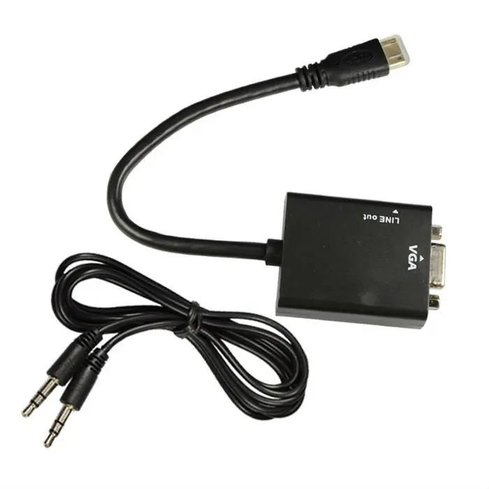 New MINI HDMI to VGA video Cable VGA Audio output TV PC ...