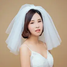 SHAMAI белая свадебная вуаль цвета слоновой кости без расчески с кромкой многослойная длина плеча свадебная вуаль свадебные аксессуары Velo