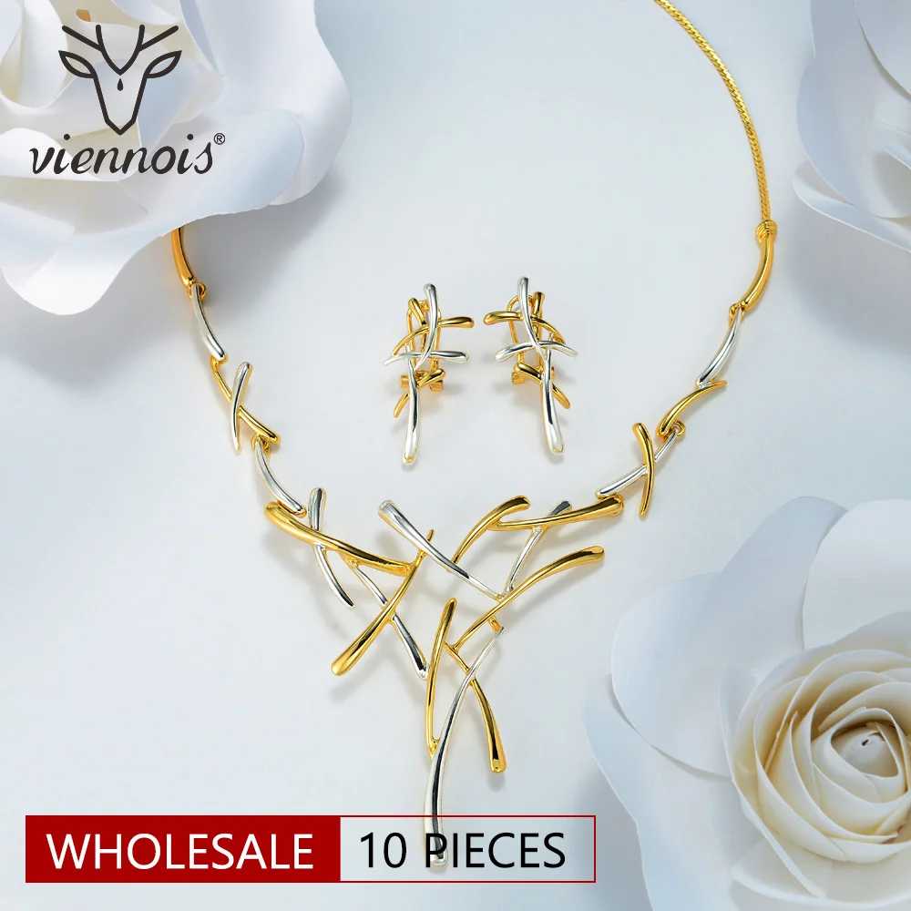 

Viennois Wholesale Gold Color Metallic Earrings Statement Cross Jewelry Set for Women Punk Style Female Party Jewelry Sets