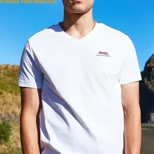 Jeep мужская быстросохнущая футболка, с коротким рукавом V-collar Летние виды спорта на открытом воздухе воздухопроницаемая футболка, большая скорость сухой одежды