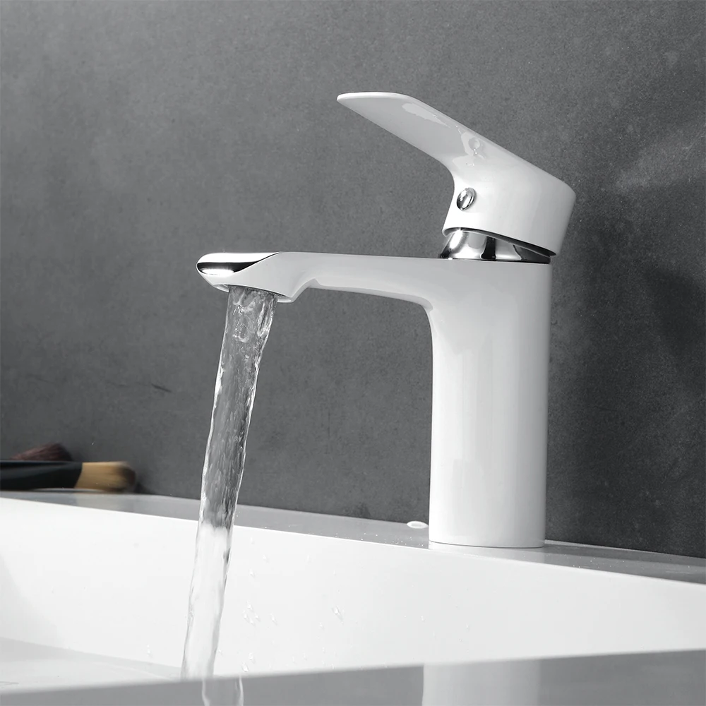 Billige Haliaeetus waschbecken wasserhahn kalt und heißer bad wasserhahn chrom wasser mixer white wasserhahn messing becken wasserhahn einzigen griff