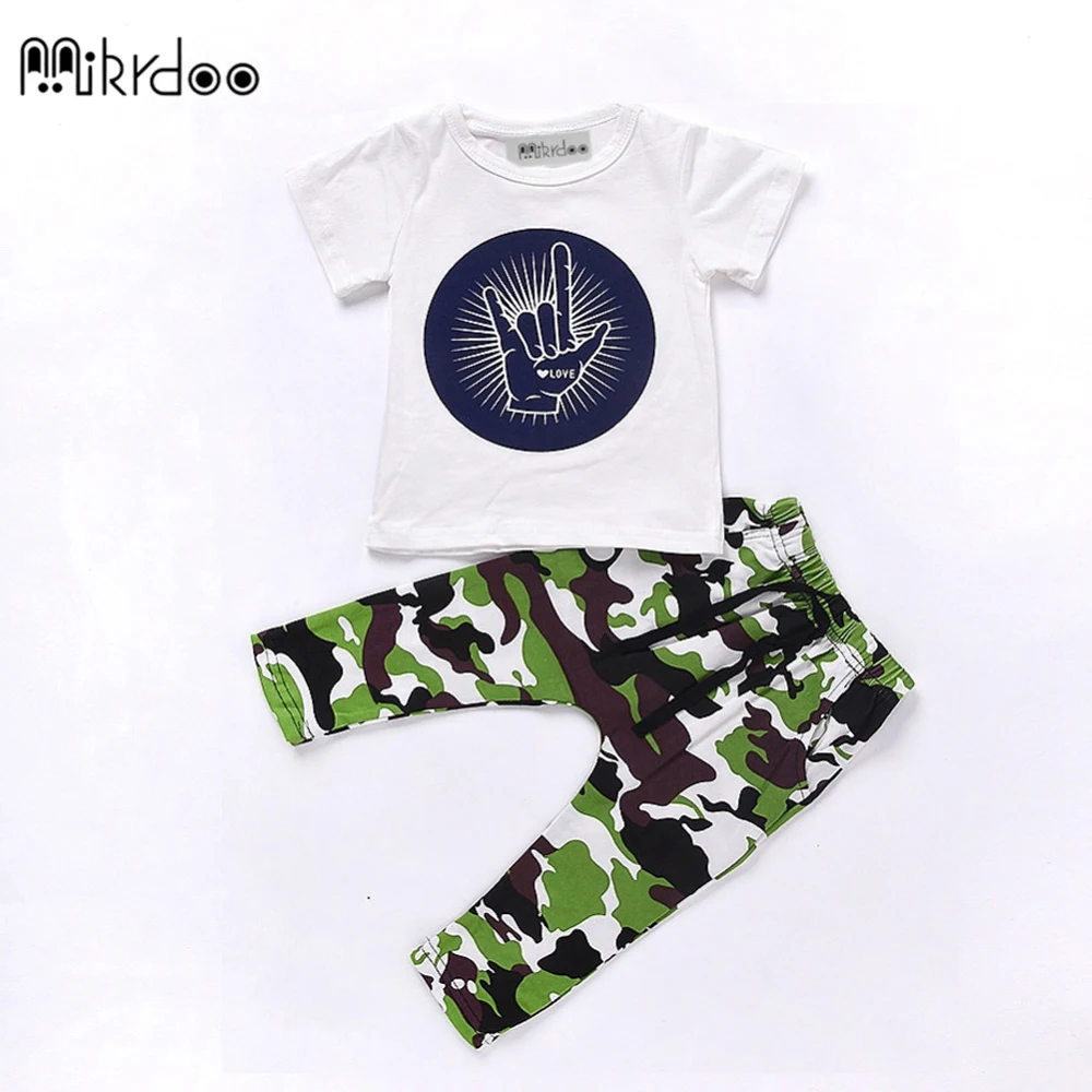 HOT SALE Mikrdoo Hot Casual Toddler Baby Kids Boys Clothes Set T shirt