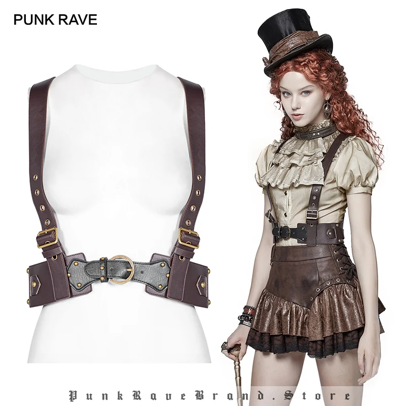 

PUNK RAVE Women's Steampunk Leather Waist Belt Gothic Personality Accessories Party Club Cosplay Stage Perform Costume Props