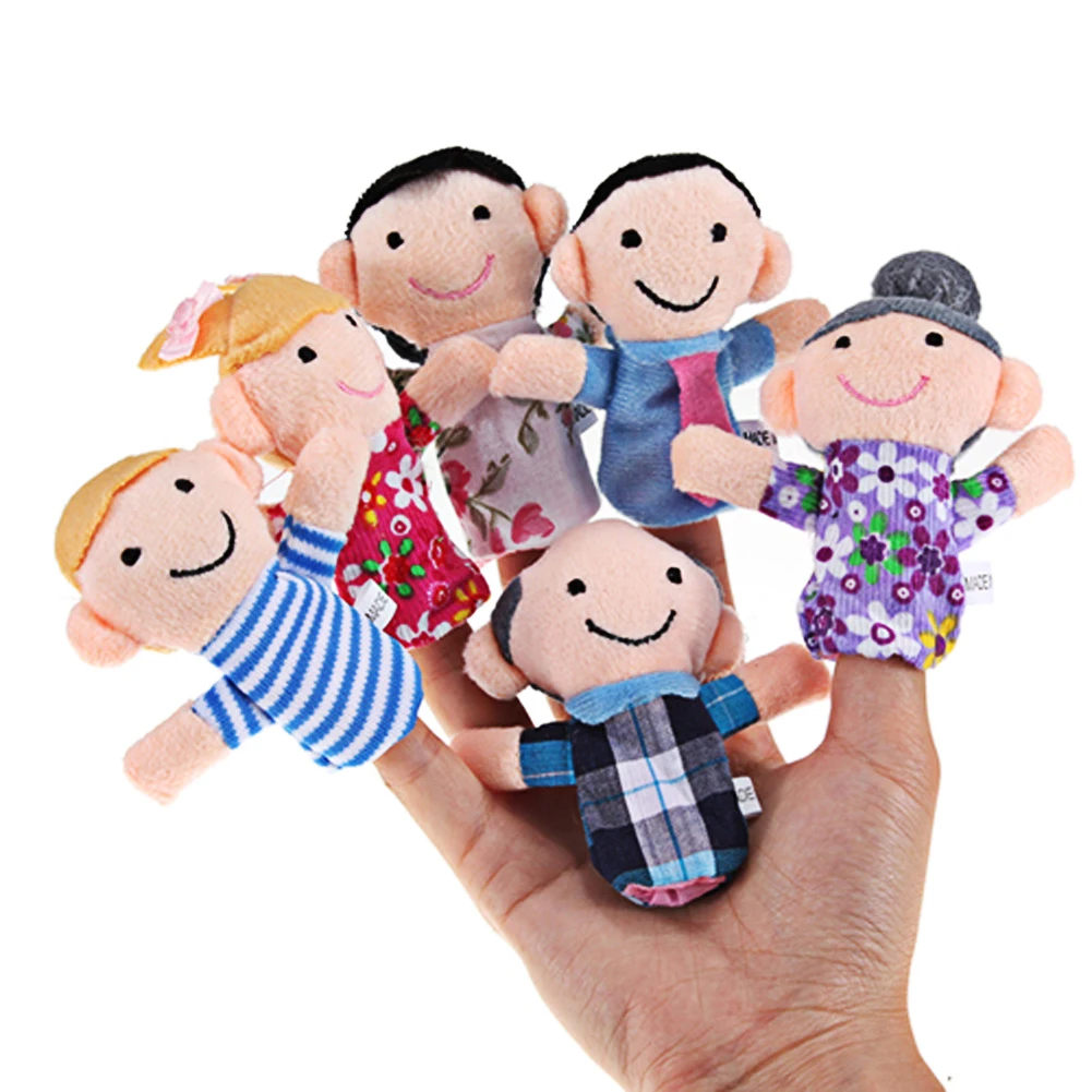 6pcs/lot Family Finger fantoches de dedo Puppets Cloth Doll Baby Educational Hand Toy Story Kid Child Boys Girls Educational Toy