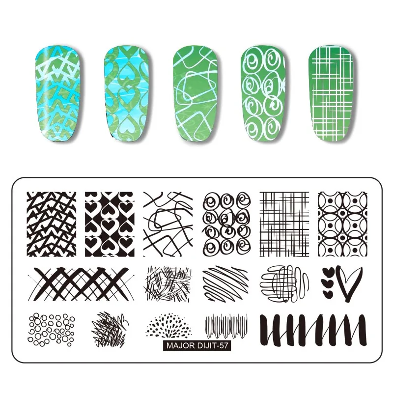 

WAKEFULNESS Geometry Nail Stamping Plates Rectangle Stainless Steel Lines Arrow Nail Art Image Template Manicure Stamp Tools