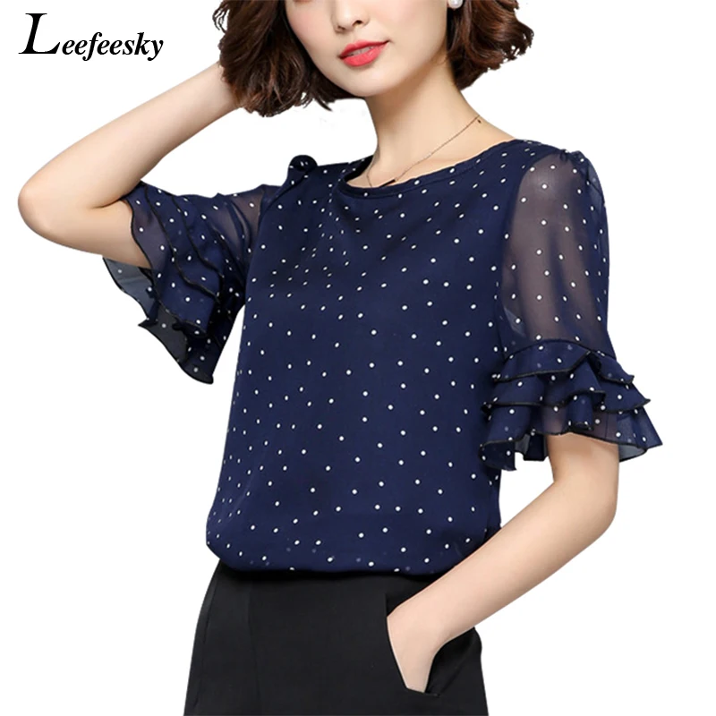 XXXXXL Women Blouses 2017 Summer Short Sleeve Chiffon