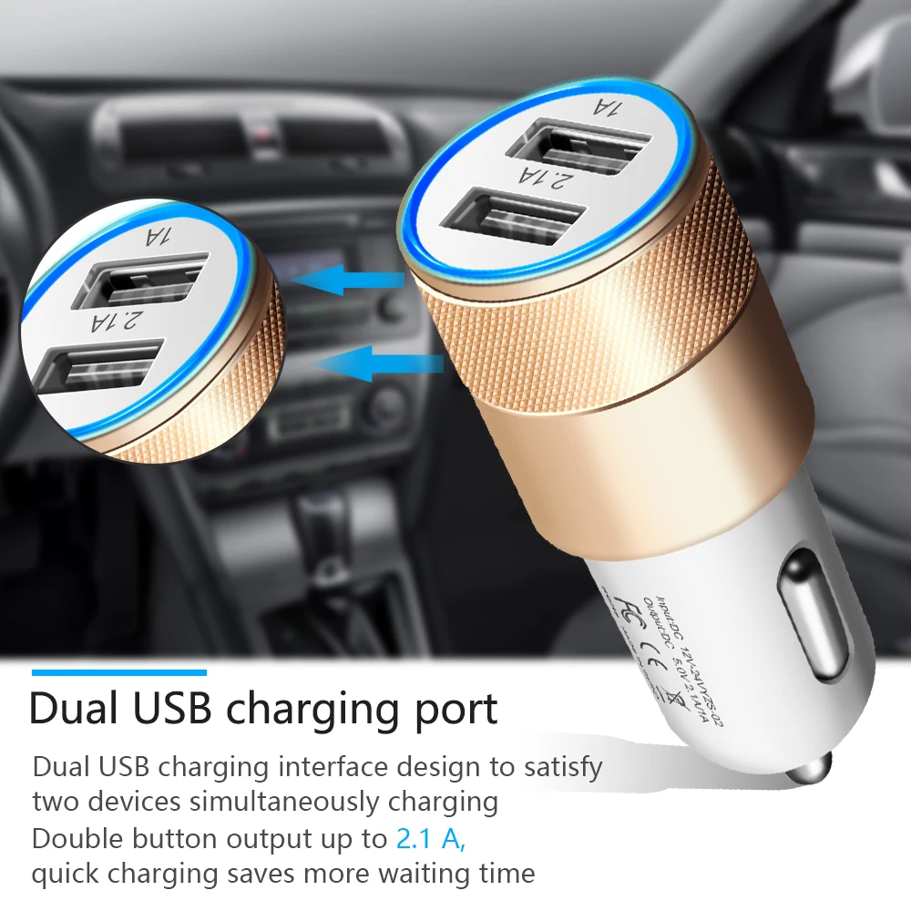 Crauch Dual USB Автомобильное зарядное устройство Универсальный мобильный телефон USB адаптер для iPhone X 8 7 Plus для samsung S8 S7 S6 htc USB сигарная розетка