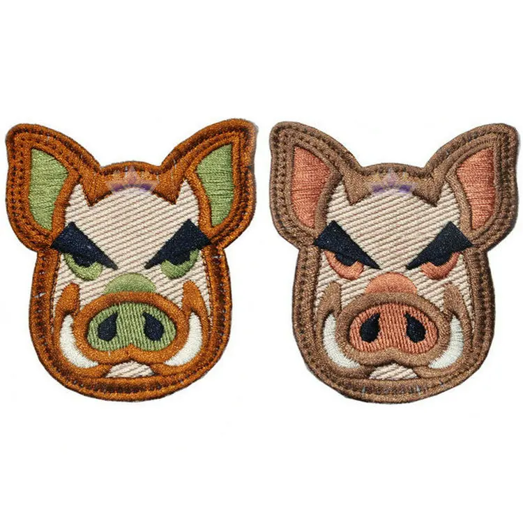 Embroidery Pig Patch Cloth Military Hook And Loop Tactical Morale Patch