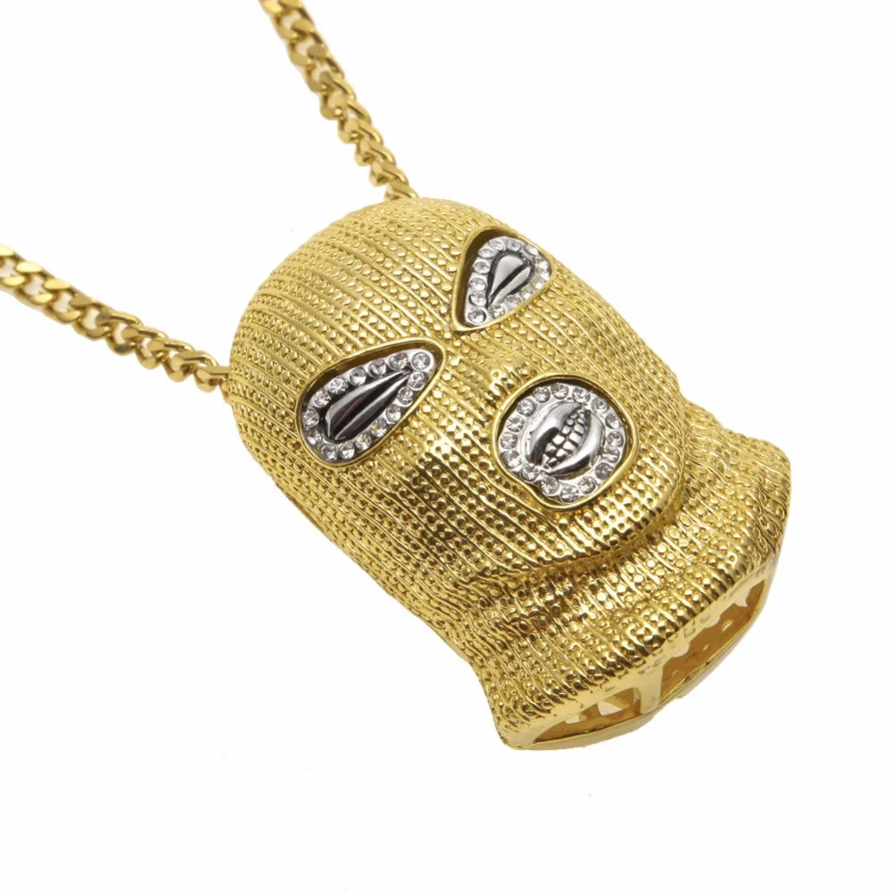 

Gold GOON SKI MASK Pendant Men's Against Anti-Terrorism headgear Necklace Jewelry N682