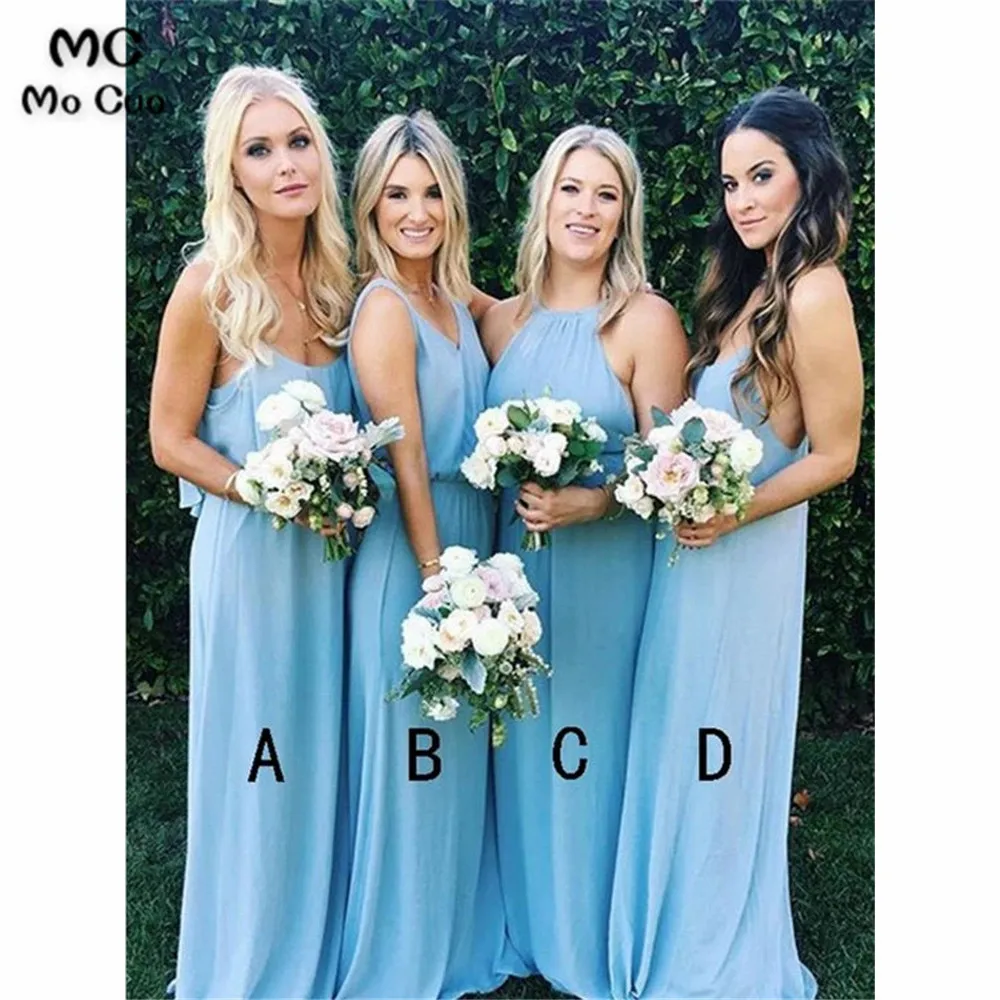 

Simple Wedding Party Dress Bridesmaid Dresses Long ABCD Design Pleat Floor Length Chiffon Bridesmaid Dress for Women