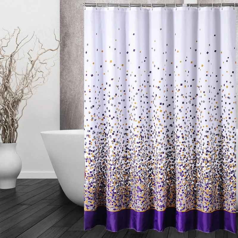

Waterproof Polyester Fabric Bath Curtain set Shower Custom For Bathroom