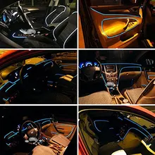 6m Voice Sound Active RGB LED Car Interior Light Multicolor EL Neon Strip Light remote control Atmosphere Light 12V