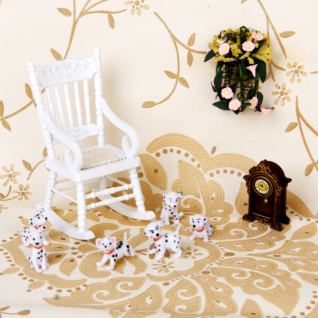 1:12 Dollhouse Miniature Wooden Classical Desk Clock Classic Furniture Toy OT