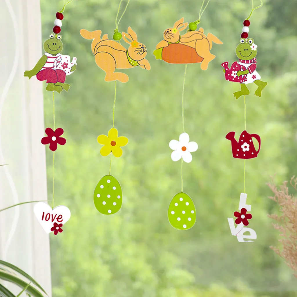 

Lowest Price Drop Shipping Mini Wooden Pendant For Easter Home Decor Hanging Room Decoration Gift