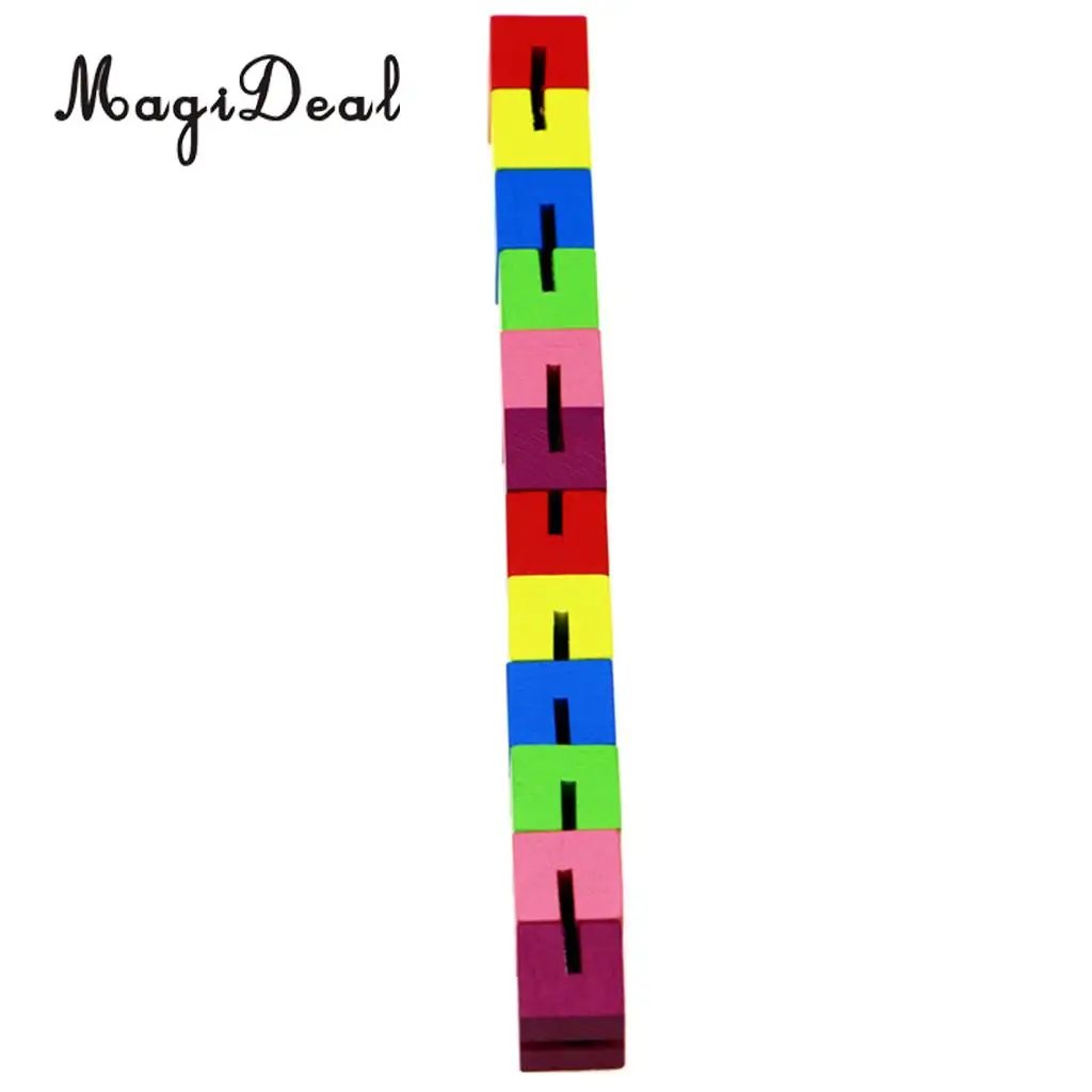 String Of 12 Wooden Blocks Cube Puzzle Shape Transforming Brain Teaser IQ & Sensory Stress Relief Toy