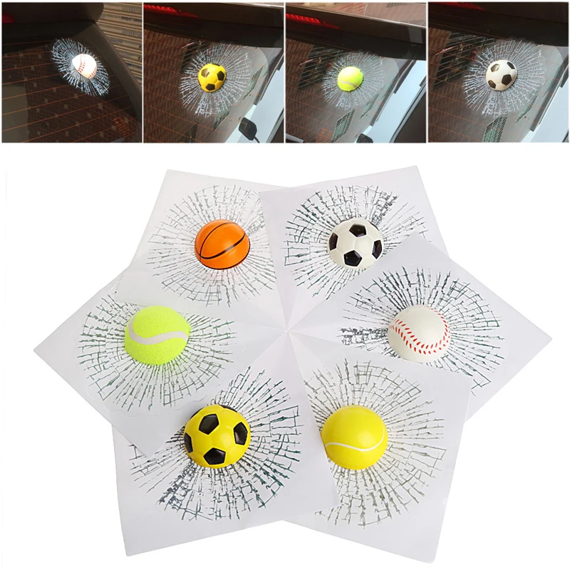 

QILEJVS 3D Car Stickers Ball Hit Car Body Window Sticker Stereo Self Adhesive Decal JUN13