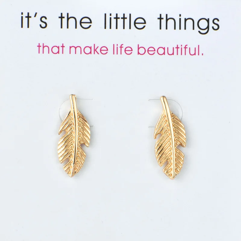 

New Arrival Fashion Jewelry Leaves Light As A Feather Stud Earrings For Women Brincos