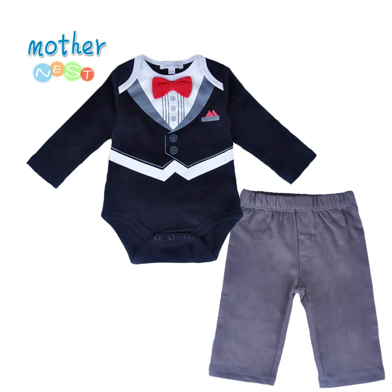 2018 Autumn Cute Gentleman Newborn Baby Boys Infant Rompers+Baby Pants Long Sleeve Christmas Outfit Suit Baby Boys Clothes Set (1)