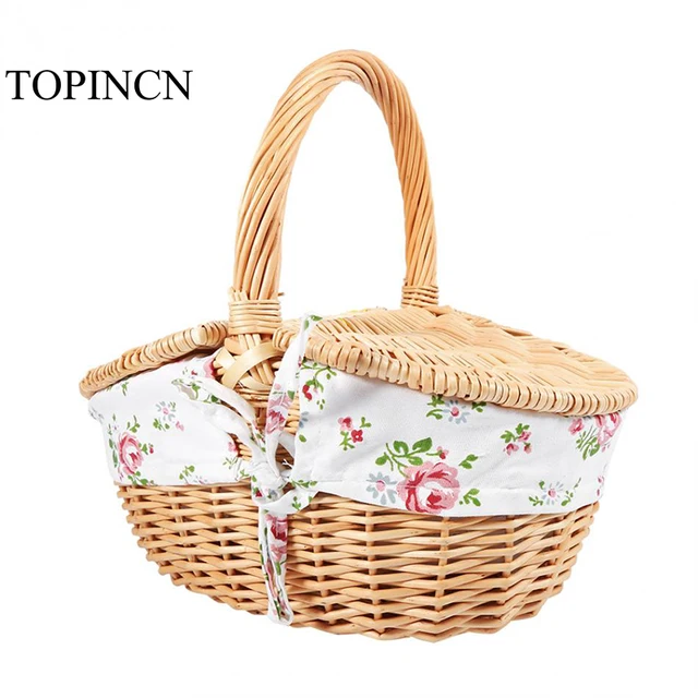 Kitchen Vegetable Fruit Food Basket Wicker Outdoor Camping Picnic Kitchen Vegetable Fruit Food Basket Wicker Outdoor Camping Picnic Ping Hamper With Lid Handle Home Storage Baskets