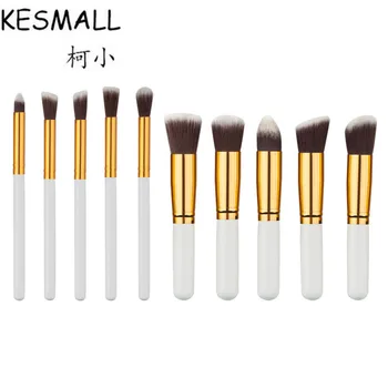 

KESMALL 10Pcs Professional Makeup Brushes Set White Handle Make up Tools Kit Foundation Powder Blusher Facial Cheek Brush CO431