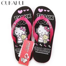 Oukahui/Новинка; женские Вьетнамки с рисунком hello kitty; пляжные домашние сандалии для отдыха; женская обувь; обувь для девочек hello kitty; Новинка года