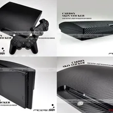 Черный винил из углеродного волокна защитная наклейка для sony PS3 тонкий Игровые приставки 3 тонкий и 2 контроллера Стикеры s