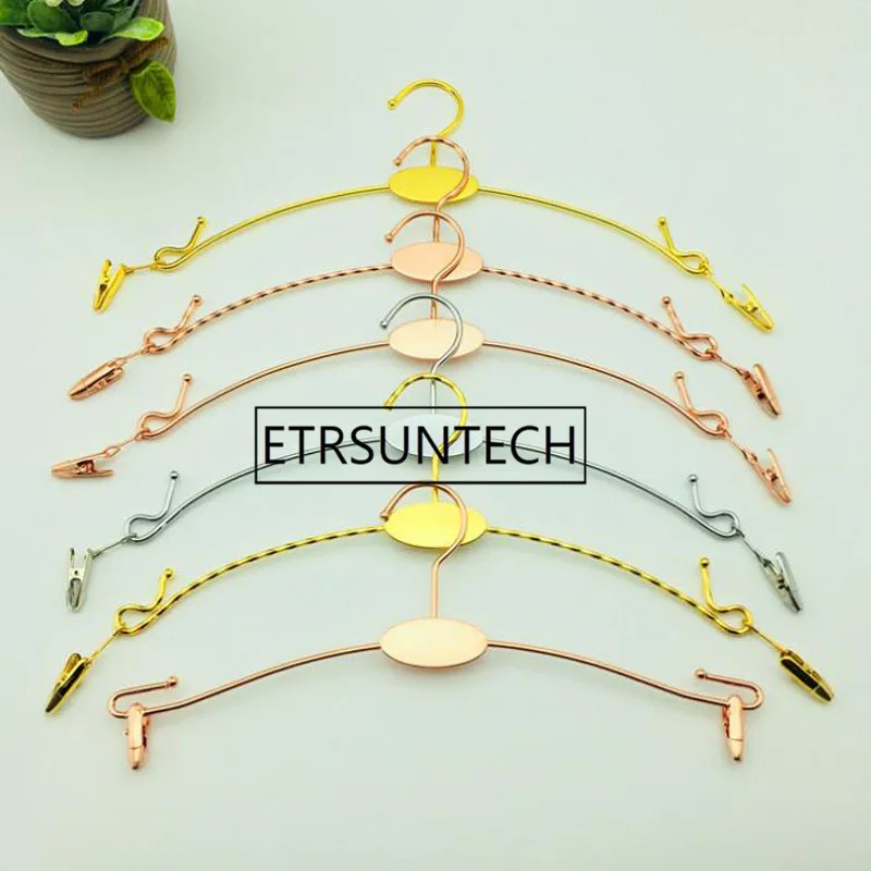 100pcs Colored Metal Lingerie Hanger With Clip , Bra Hanger and