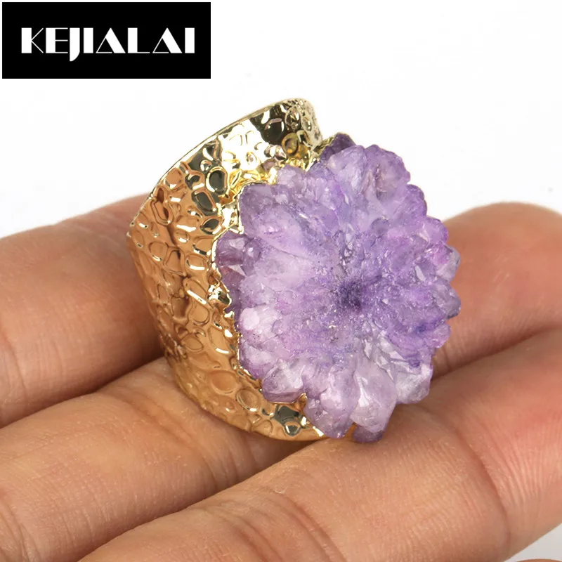 KEJIALAI Женская мода кольца из натурального камня зеленый синий красный белый