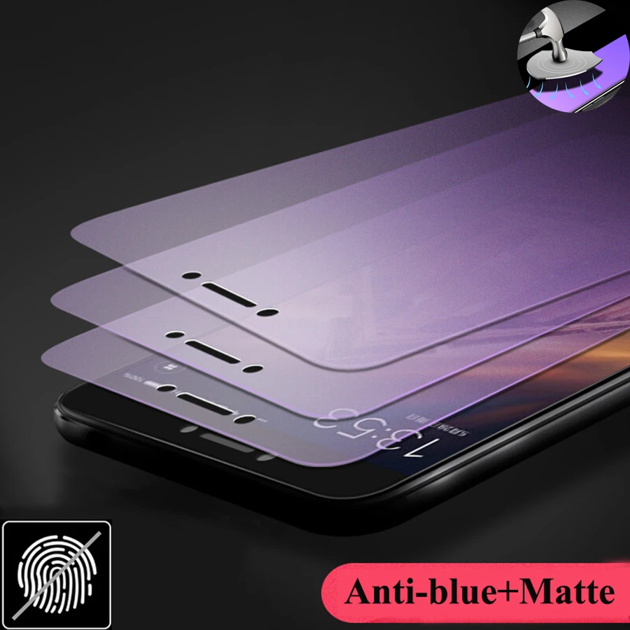 Matte Frosted Anti UV Purple Blue Light Clear Film Tempered Glass Screen Protector Full Cover
