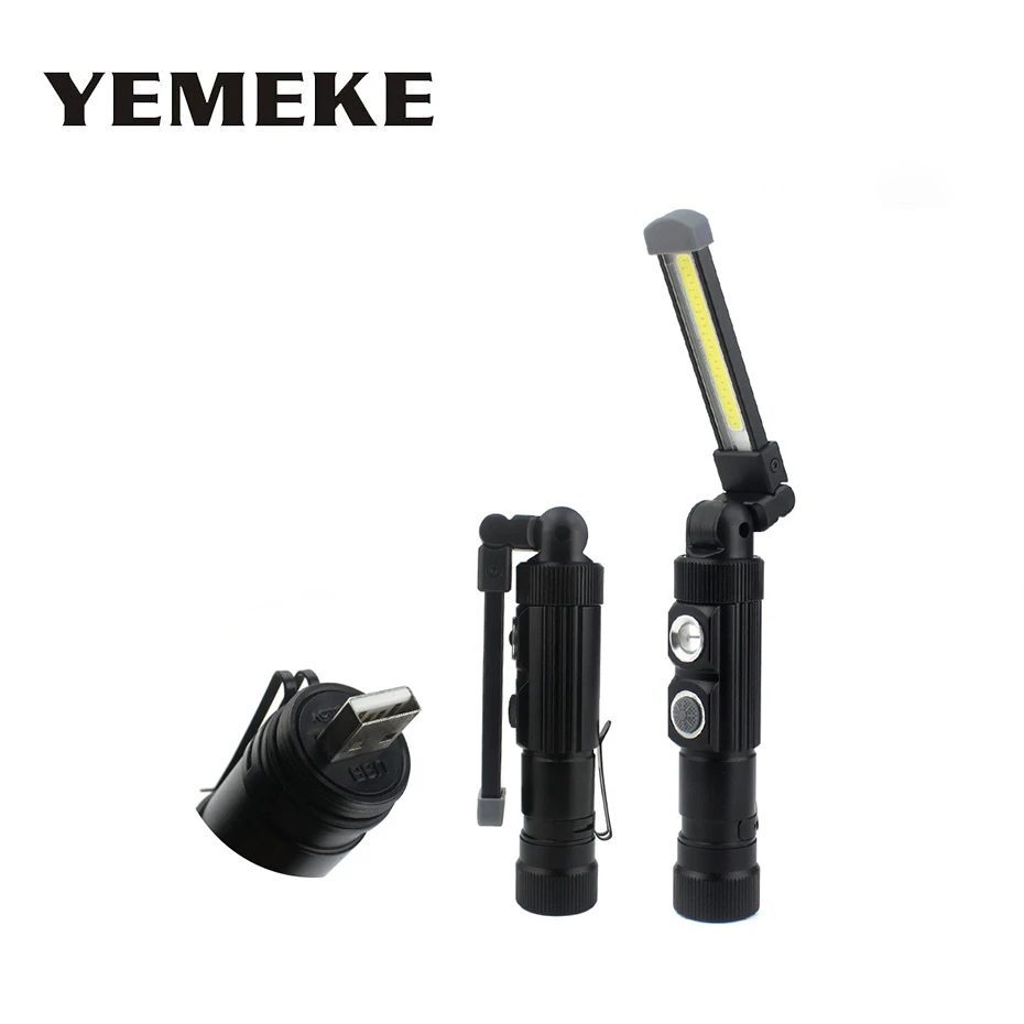 Portable 5Modes Led Flashlight Rechargeable 2Leds COB Led Penlight Work