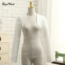 Настоящая фотография новое поступление длинный с длинными рукавами из сатина свадебное болеро элегантный дешевый тюль свадебные куртки